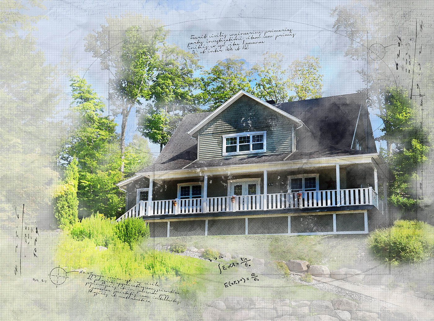 Beautiful Country House Sketch Image
