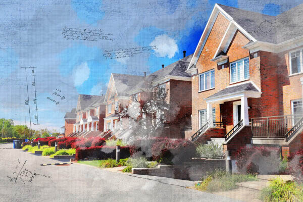 Colorful Urban Houses Sketch Image