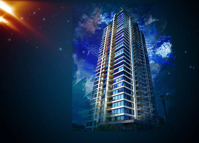 Highrise Condos Art Background with Copyspace