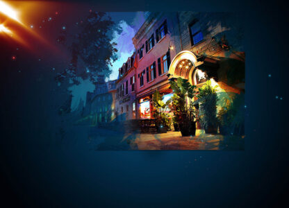 Restaurant Entrance Art Background with Copy Space - Cool and Inspiring Royalty-Free Stock Images and Animations at Budget Price