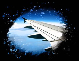 Airplane Wing View on Black - Cool and Inspiring Royalty-Free Stock Images and Animations at Budget Price