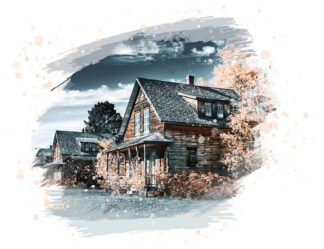 Vintage Wooden Houses on White - Cool and Inspiring Royalty-Free Stock Images and Animations at Budget Price
