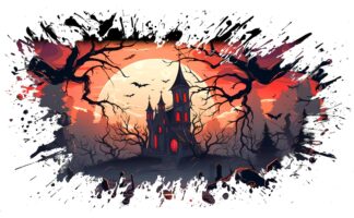 Spooky Halloween Castle Decor Splash Artwork