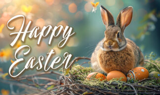 Happy Easter Wishes - Cute Bunny and Eggs