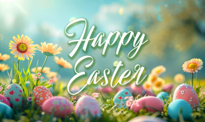 Happy Easter Wishes - Flowers and Eggs