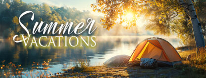 Summer Vacations Banner - Camping in Nature